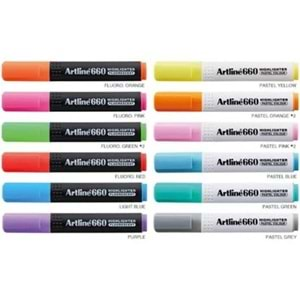 Artline 660 Art Tuval Fosforlu Işaretleme Kalemi 6 Canlı-6 Pastel Renkler