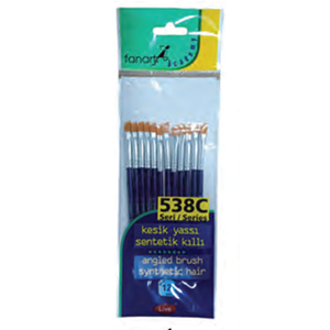 Fanart Academy Seri 538C Sentetik Kıl Kesik Yassı Fırça Seti (72 adet) No:1/8-1/4-3/8-1/2