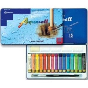 Mungyo Gallery Aquarell Crayon Suda Çözünen Pastel Boya 15 Renk Metal Kutu