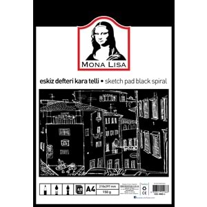 Mona Lisa Eskiz Defteri A4 150 g Siyah Telli 40 Yaprak MN02