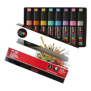 Uni Posca PC-8K 8.0 Su Bazlı Boyama Markörü Metalik 7+1 Set