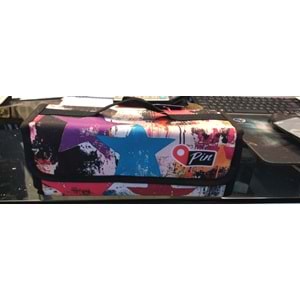 Pin Kumaş Dörtlü Kalem Çantası Desenli (En 25 cm-Yükseklik 10 cm)