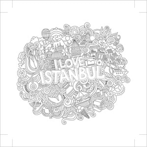 Art Tuval Mandala I Love İstanbul Tuval 40x40 cm