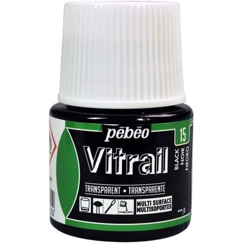 Pebeo Vitrail Solvent Bazlı Transparan Cam Boyası 45 ml Black 15