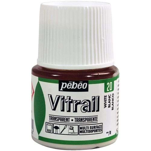Pebeo Vitrail Solvent Bazlı Transparan Cam Boyası 45ml White 20