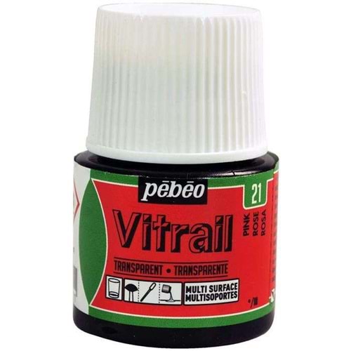Pebeo Vitrail Solvent Bazlı Transparan Cam Boyası 45ml Pink 21