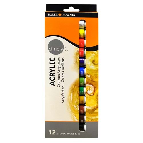 Daler Rowney Simply Akrilik Boya Seti 12 Renk x 12 ml