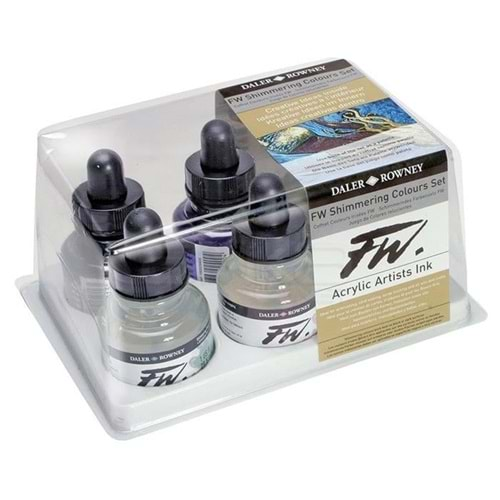 Daler Rowney FW Shimmering Akrilik Set Cam Şişe 29.5 ml 6'lı