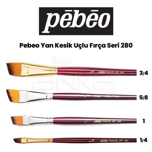 Pebeo Seri 280 Yan Kesik Fırça Sentetik Kıl No:1/4