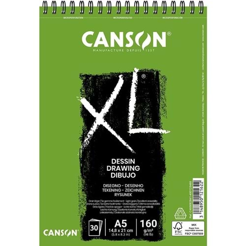 Canson XL Dessin Spiralli Çizim Blok A5 160 g 30 Yaprak