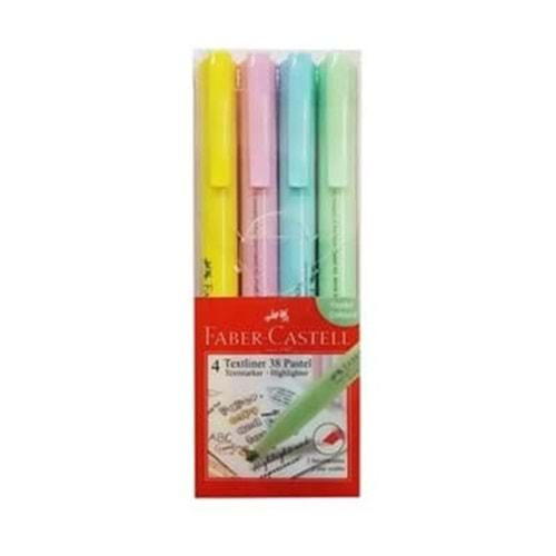 Faber Castell Textliner 38 Pastel Fosforlu Kalem 4 Renk Set