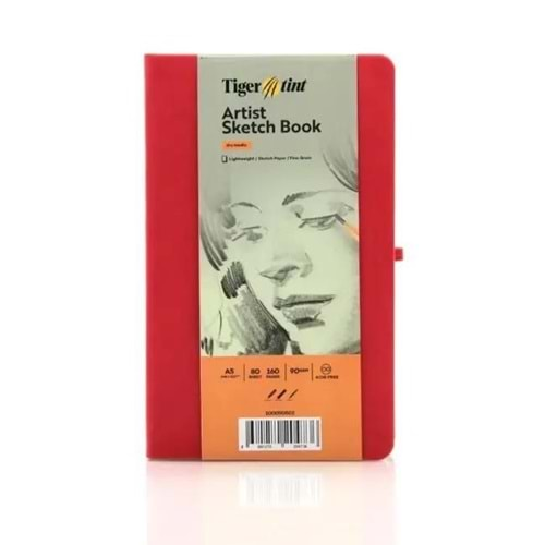 Tigertint Eskiz Defteri Sert Kapak 90gr. A5 80 Yaprak Kırmızı