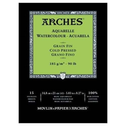 Arches Suluboya Defteri Cold Press Natural White 185 gr A5 15 Sayfa