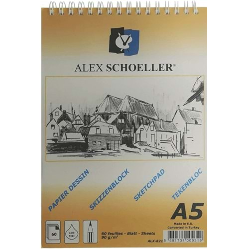 Alex Schoeller Spralli Eskiz Çizim Blok 90 gr. A5 60 Sayfa