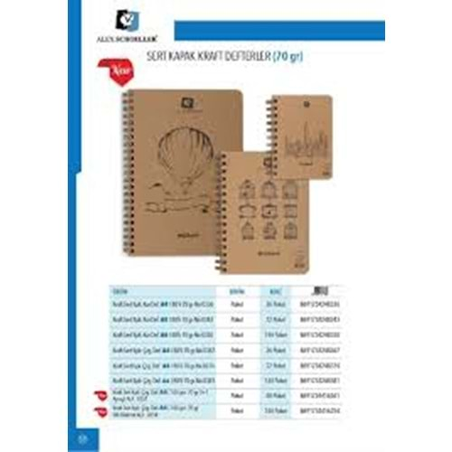 Alex Schoeller Kraft Sert Kapak Spiralli Defter 70 gr A5 80 yp Çizgili