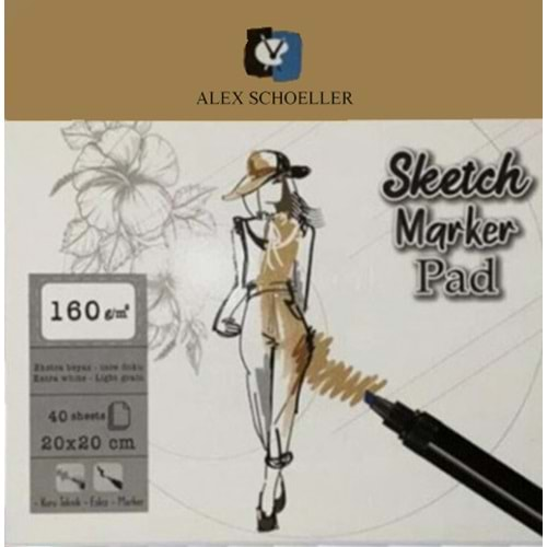 Alex Schoeller Sketch Marker Pad 20x20 cm 160 g 40 Yaprak