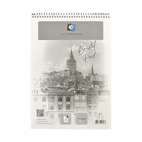 Alex Schoeller A4 210 gr Spiralli Bristol Pad 20 Yp. ALX473