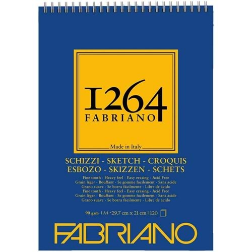 Fabriano 1264 Sketch Paper Eskiz Defteri 90 gr A4 120 yaprak Üstten Spiralli