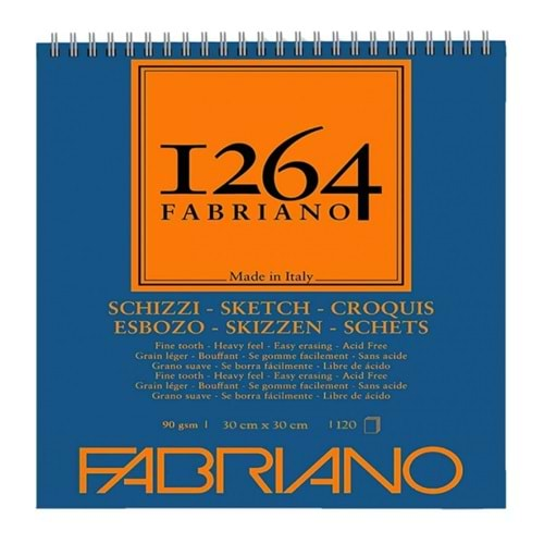 Fabriano 1264 Üstten Spiralli Eskiz Defteri 90 g 30x30 cm 120 Yaprak