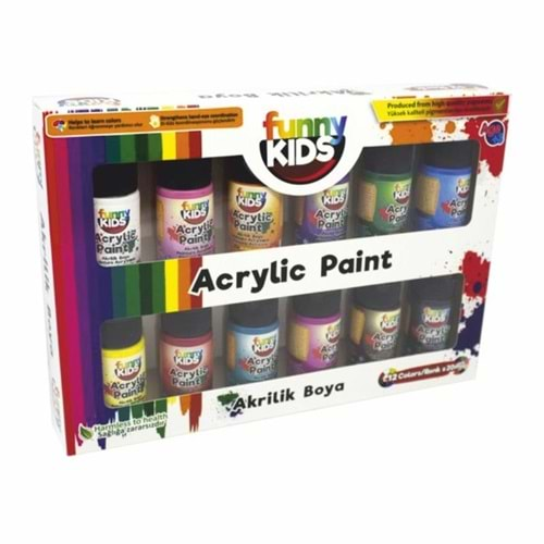 Funny Kids Akrilik Boya 12 Renk 20 ml