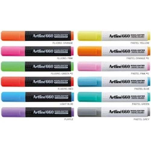 Artline 660 Art Tuval Fosforlu Işaretleme Kalemi 6 Canlı-6 Pastel Renkler