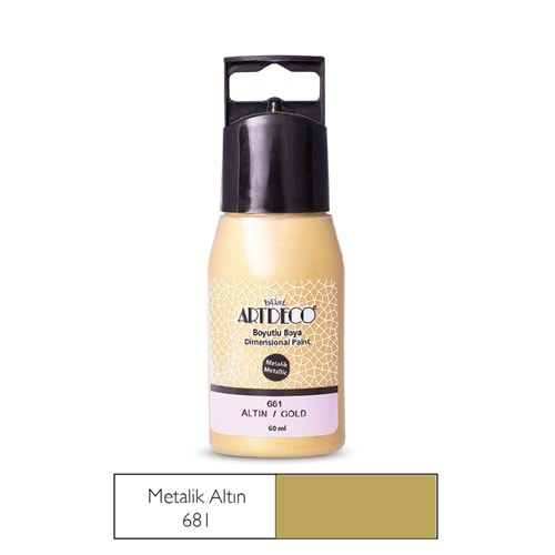 Artdeco Metalik Boyutlu Boya 60ml Altın 681