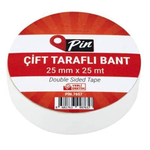 Pin Çift Taraflı Bant 25 mm x 25 mt