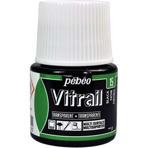 Pebeo Vitrail Solvent Bazlı Transparan Cam Boyası 45 ml Black 15