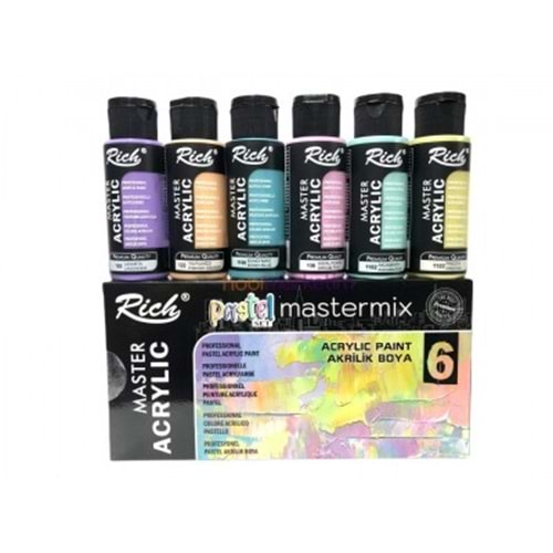 Rich Mastermix Akrilik Boya Pastel Renkler 6 x 60cc