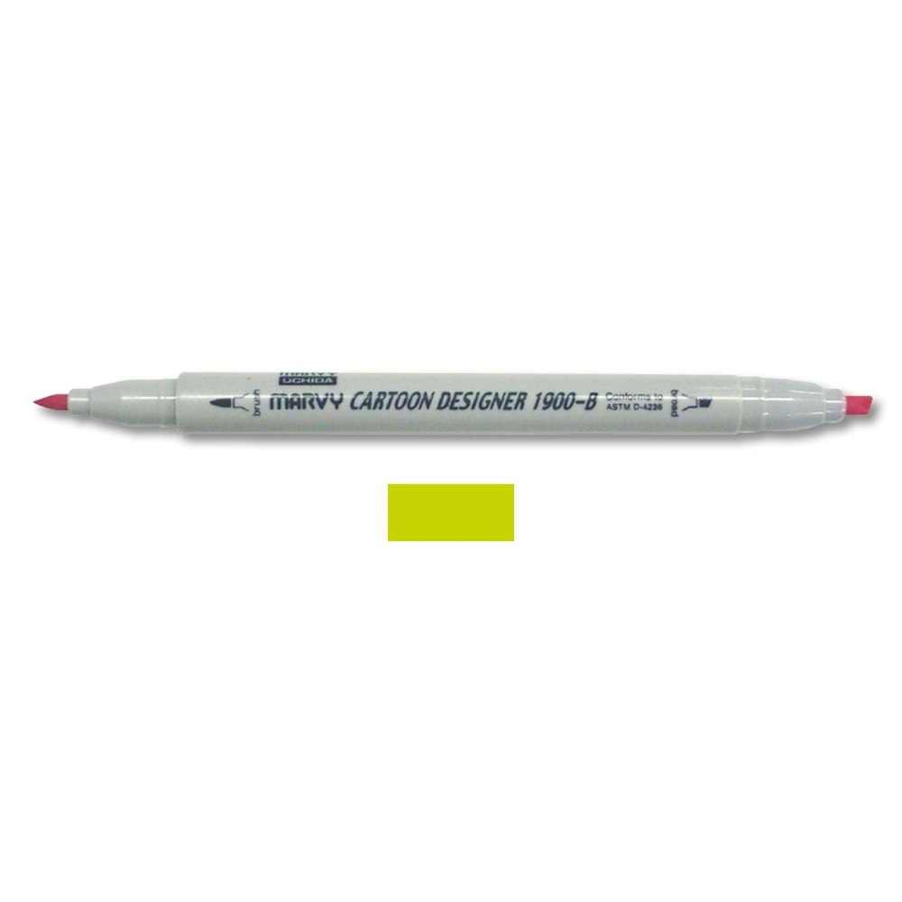 Marvy 1900-B Cartoon Designer Grafik Markör 52 Yellow Green