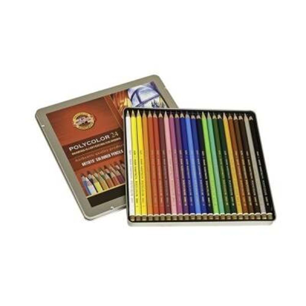 Koh-i Noor Polycolor Artist Kuru Boya Kalemi 24 Renk Metal Kutu