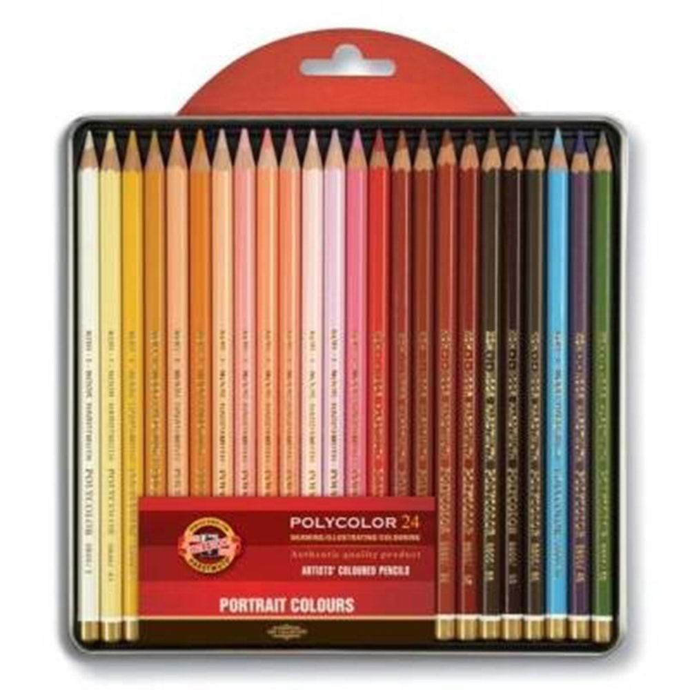 Koh-i Noor Polycolor Artist Kuru Boya Kalemi 24 Renk Portre Tonlari Metal Kutu