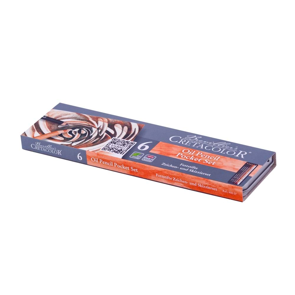 Cretacolor Oil Pencil Pocket Set Yagli Çizim Kalemleri 6'li Metal Kutu (400 07)