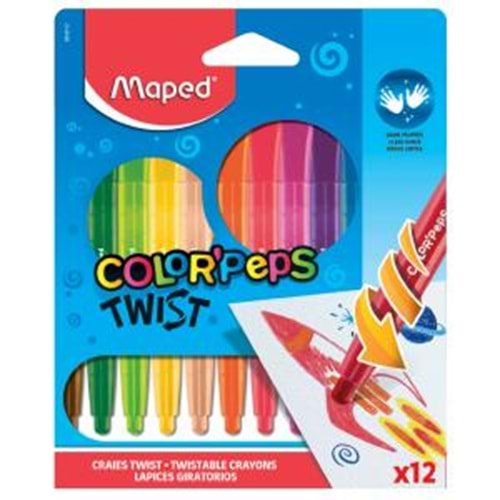Maped Color Peps Çevirmeli Mum Boya 12 Renk 3154148606123