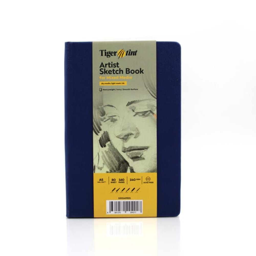 Tigertint Sketch Book Sert Kapakli Eskiz Defteri 140 gr A5 80 yaprak Mavi