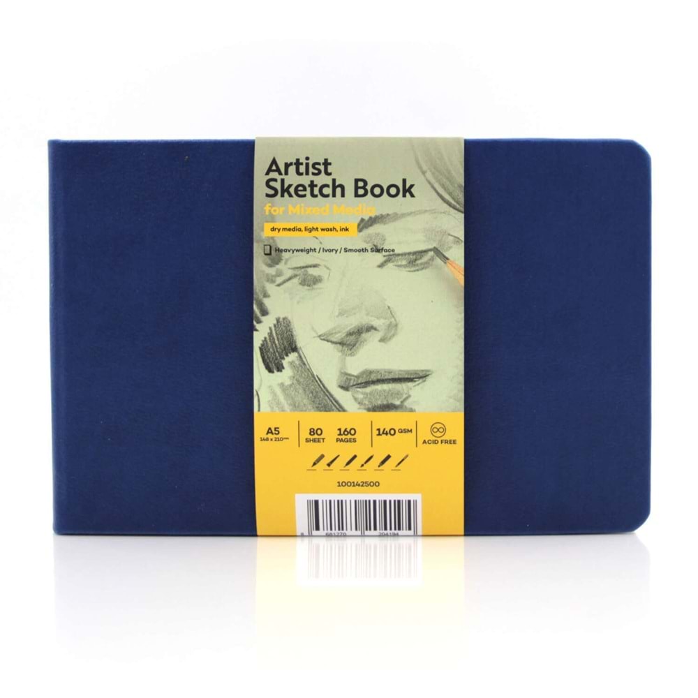 Tigertint Eskiz Defteri Sert Kapak 140gr Yatay A5 80 yaprak Mavi