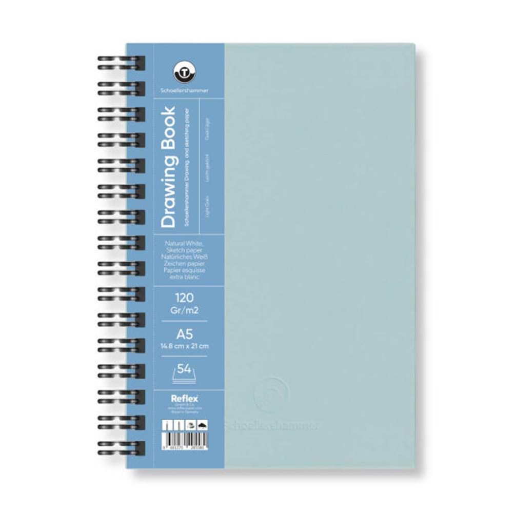 Schoellershammer Drawing Pad Açik Mavi Sert Kapak Çizim Defteri 120 gr A5 54 Yaprak