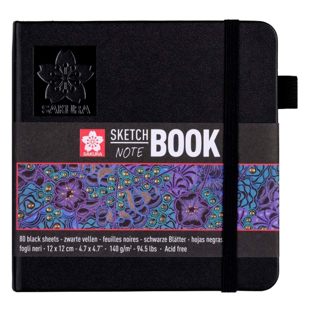 Sakura Sert Kapak Skechbook Siyah Kagit 140 gr 12x12 cm 80 yp