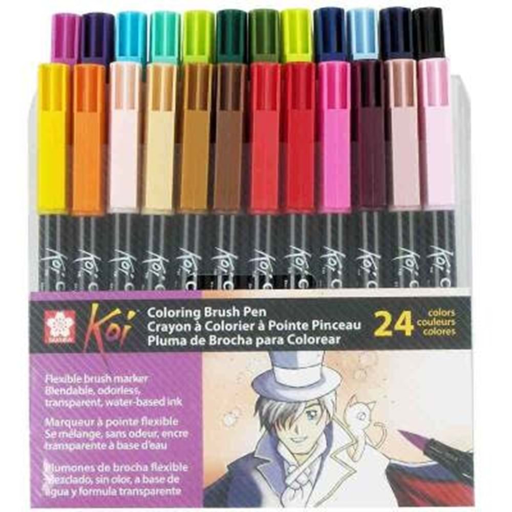 Sakura Koi Coloring Brush Pen 24 Renk Firça Uçlu Grafik Çizim Kalemi
