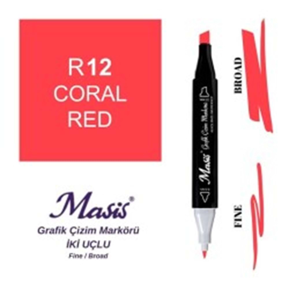 Masis Twin Markör Mercan Kirmizi ÇM-12-Marker Kalem
